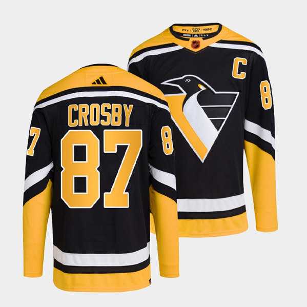 Men%27s Pittsburgh Penguins #87 Sidney Crosby Black 2022-23 Reverse Retro Stitched Jersey Dzhi->san jose sharks->NHL Jersey